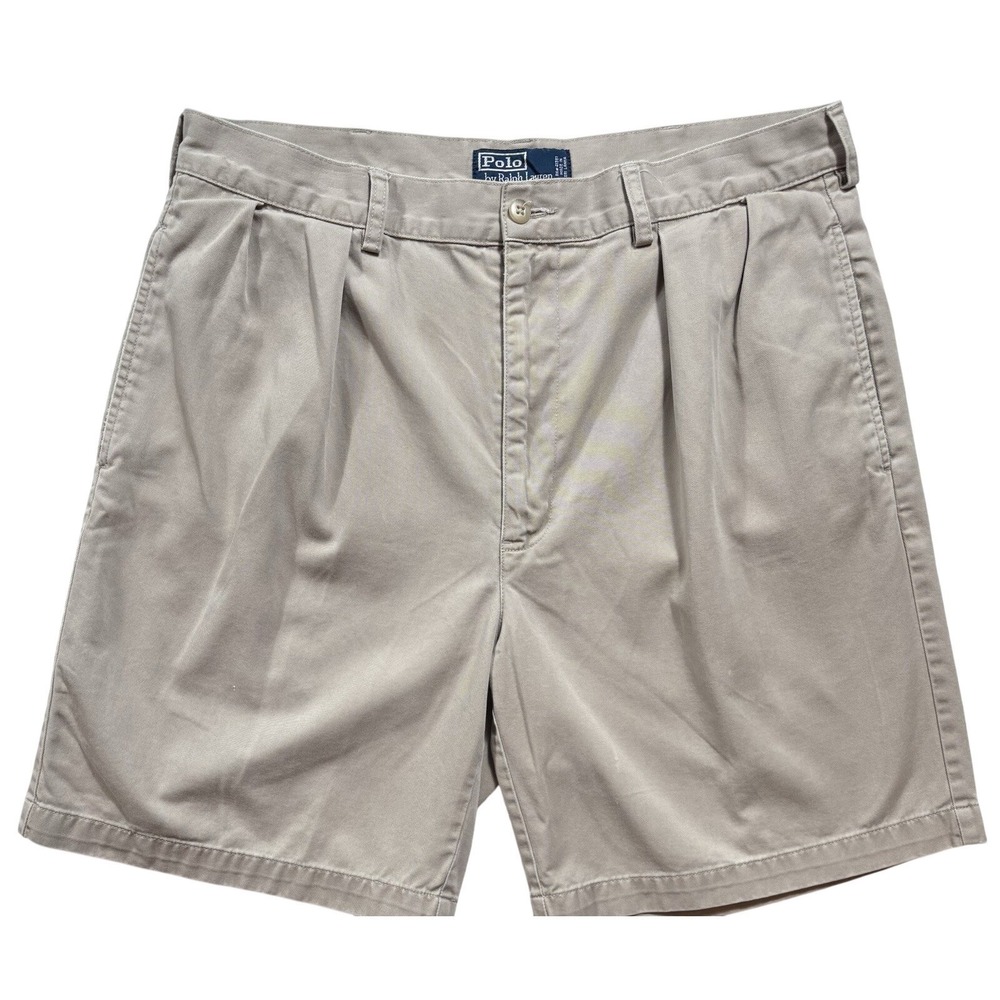 Polo by Ralph Lauren Pleated Khaki Shorts in Light Tan